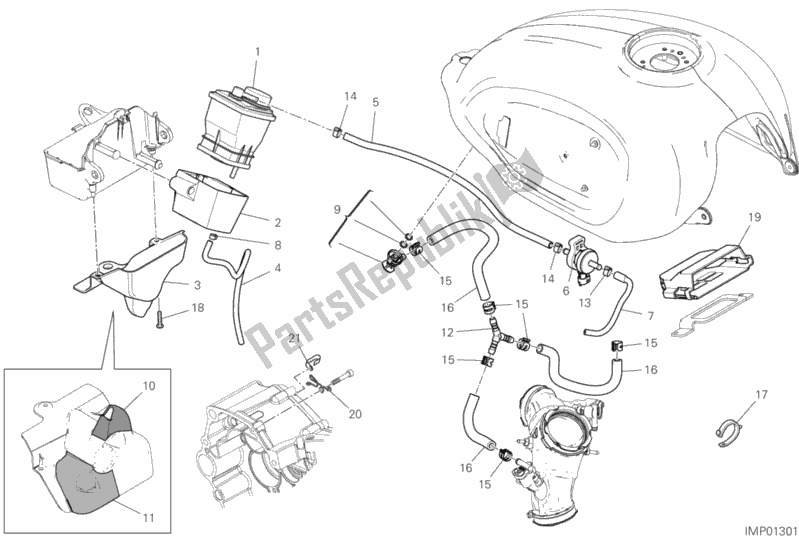Wszystkie części do Filtr Kanistrowy Ducati Scrambler 1100 PRO 2020